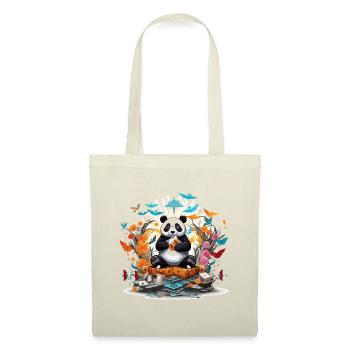 Panda joueur dans un jardin coloré - Sac en tissu - rouge - Devant