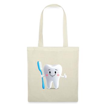 Smiling tooth with toothbrush - Tote Bag - red - Front