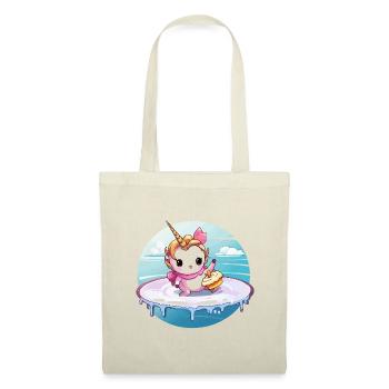 Unicorn on a surfboard with cupcake - Tote Bag - red - Front