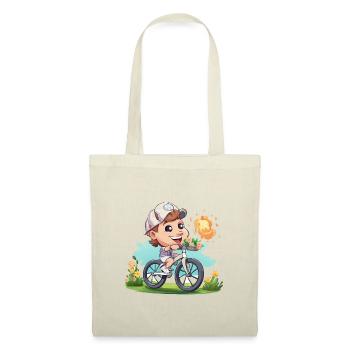 Aventure de la Roue en Fleurs : Enfant à vélo - Sac en tissu - rouge - Devant