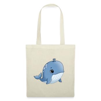 Baleine de dessins animés bleus avec le sourire - Sac en tissu - rouge - Devant
