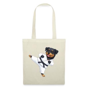 Cute Rottweiler Karate Martial Arts Cartoon Kick - Tote Bag - red - Front