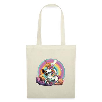 Regenbogen-Unicorn mit Trompete - Stoffbeutel - Rot - Vorne