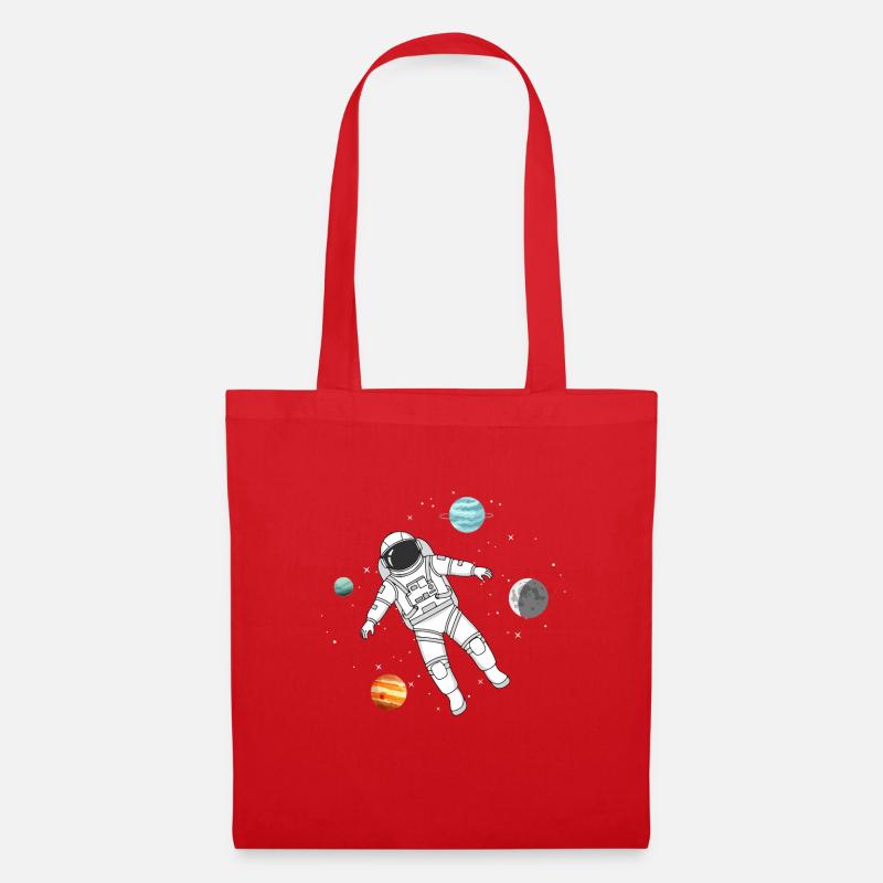 Astronaut schwebt im Weltall mit Planeten - Stoffbeutel - Rot