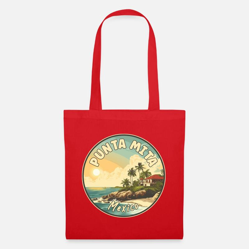 Explore Punta Mita in Mexico - Tropical Paradise - Tote Bag - red