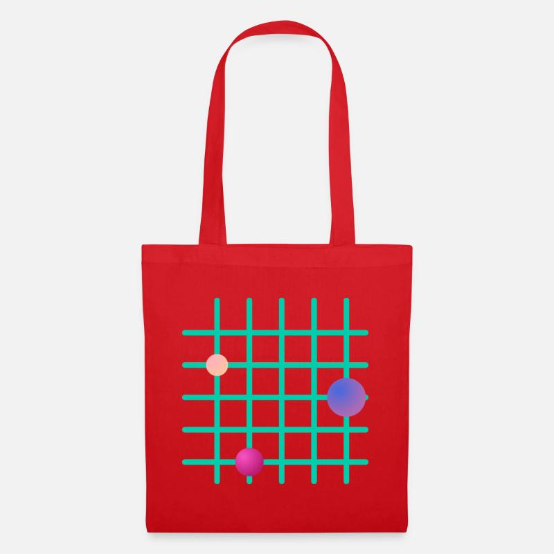 Geometrisches Grid mit Farb-Sphären - Stoffbeutel - Rot