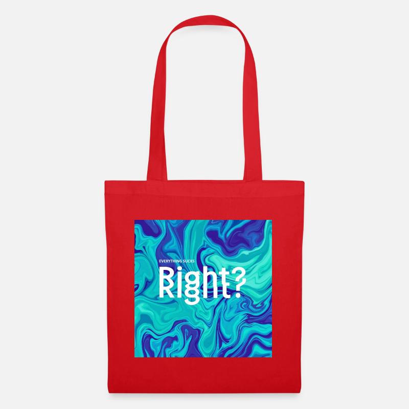 Rechts? Marmorierte Blues-Typografie - Stoffbeutel - Rot