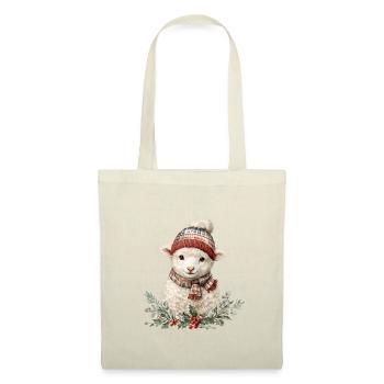 Brebis d’hiver avec écharpe - Sac en tissu - rouge - Devant