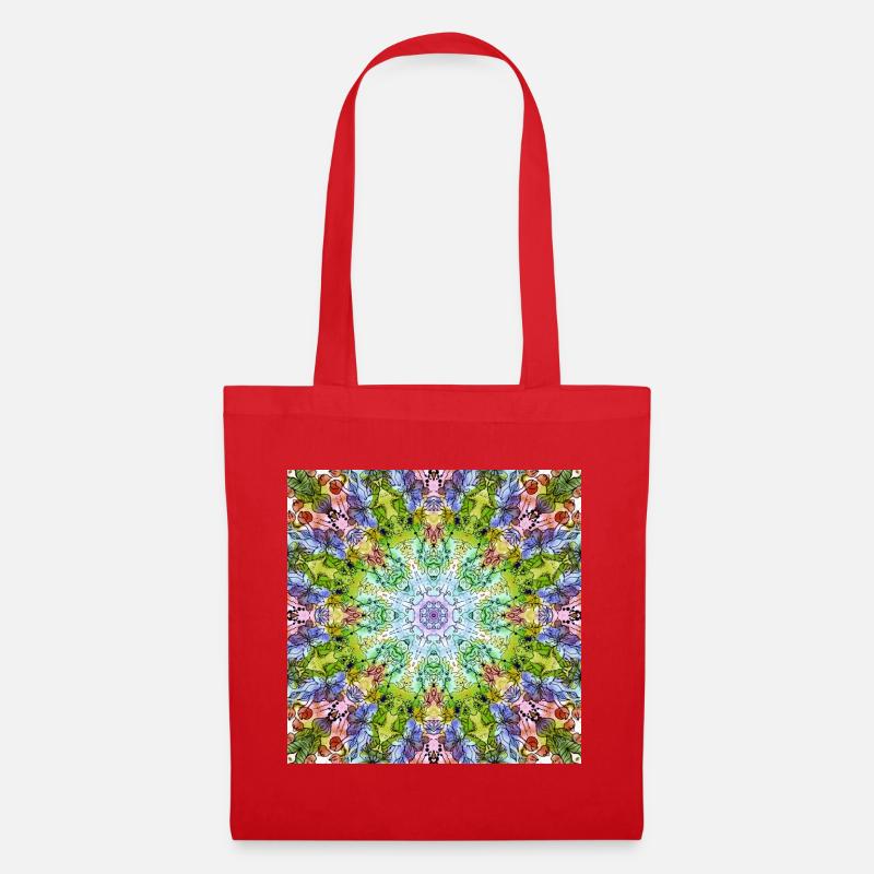 Kaleidoskop Blumenmandala - Stoffbeutel - Rot