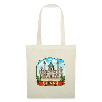 Vienna Austria Karlskirche Retro Ribbon Emblem - Tote Bag - red - Front