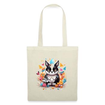 Un husky câlin dans un bouquet de couleurs - Sac en tissu - rouge - Devant