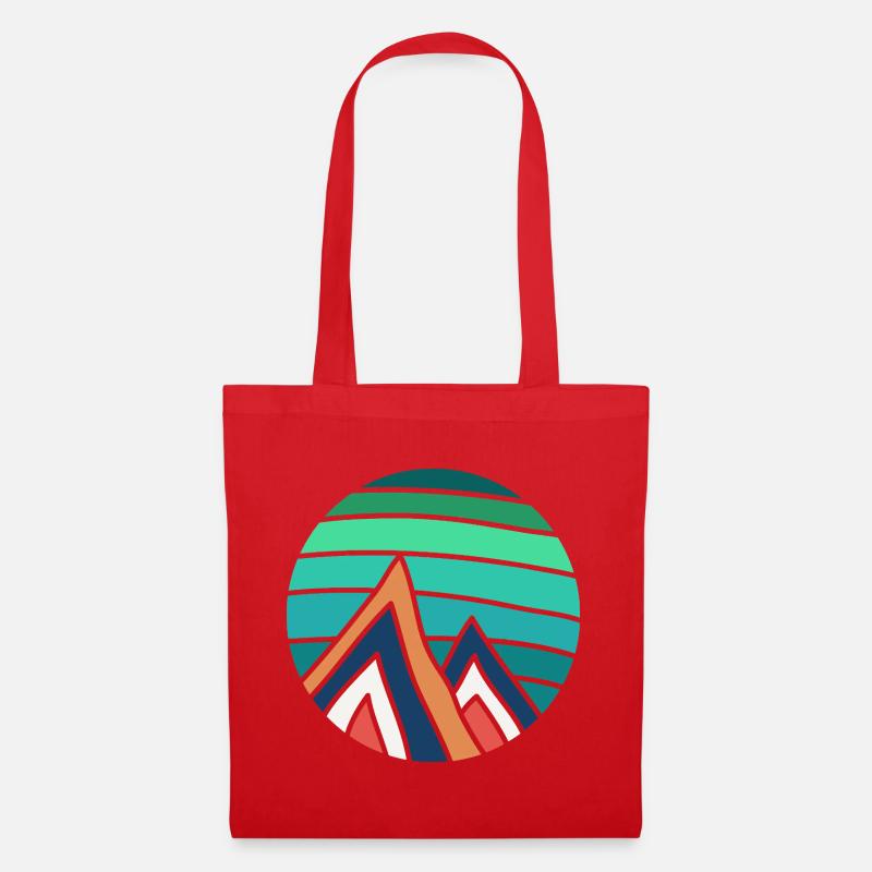 Turquoise Circle Mountains - Tote Bag - red