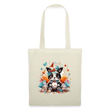 Panda origami de Kawaii dans la mer scintillante - Sac en tissu - rouge - Devant