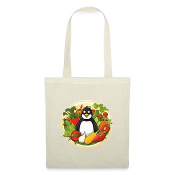 Pinguin im Gemüseparadies - Stoffbeutel - Rot - Vorne