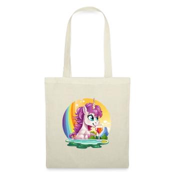 Unicorn am Pool mit Regenbogen - Stoffbeutel - Rot - Vorne