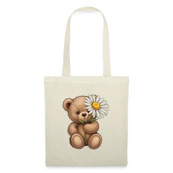 Cute Bear T-shirt with Flower - Softness Design - Tote Bag - red - Front