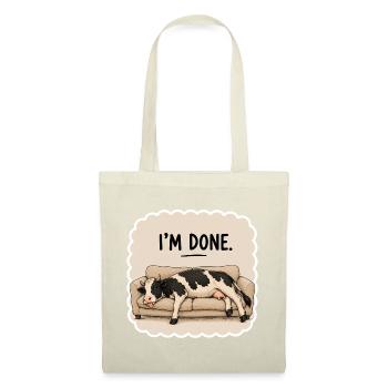J’ai fini – Vache drôle sur le canapé - Sac en tissu - rouge - Devant