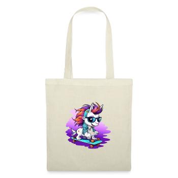 Skateur Licorne Arc-en-ciel - Sac en tissu - rouge - Devant