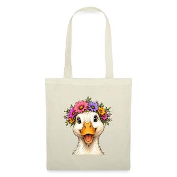 Canard décoré de fleurs - Sac en tissu - rouge - Devant