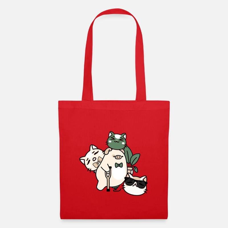 Dapper Kawaii Pig: Krücke und Prothese - Stoffbeutel - Rot