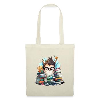 Stack of books cat with glasses - Tote Bag - red - Front