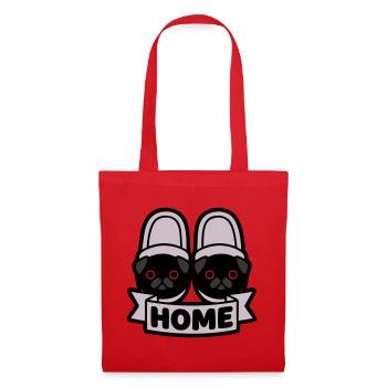 Pug Slippers Home Banner - Tote Bag - red - Front