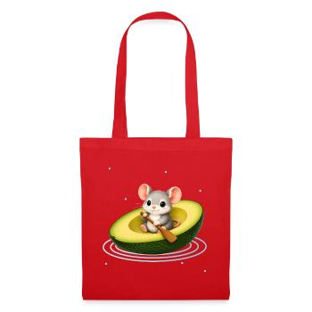 Cute Mouse in Avocado Kawaii Animal Motif - Tote Bag - red - Front