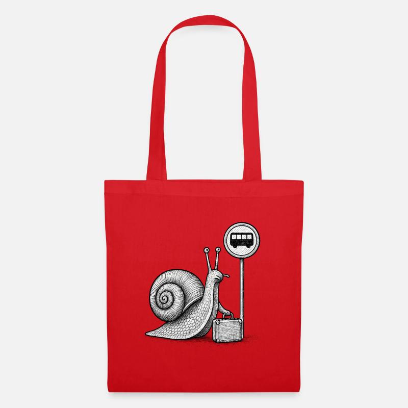 A Snail on Its Way - Tote Bag - red