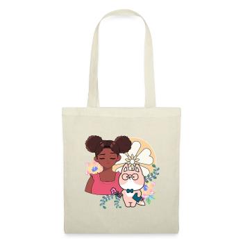 Kawaii Girl, Chien Cyborg et Fleurs - Sac en tissu - rouge - Devant