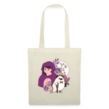 Anime Girl and Pig with Prosthetic & Crutch Art - Tote Bag - red - Front
