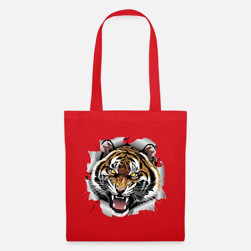 Tiger Brüllender Angriff - Stoffbeutel - Rot