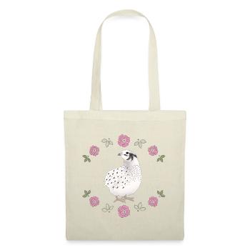 Vintage Wachtel Design mit Rosen - Stoffbeutel - Rot - Vorne