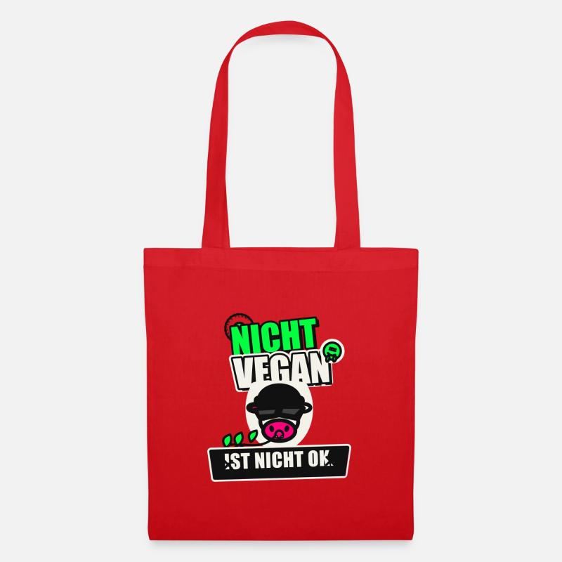 Nicht vegan ist nicht ok – Statement T-Shirt - Stoffbeutel - Rot