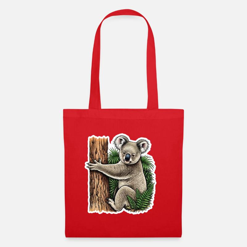 Koala auf dem Baum - Stoffbeutel - Rot