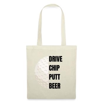 Drive Chip Putt Beer – Golfslogan - Stoffbeutel - Rot - Vorne