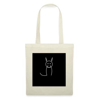 Minimalistische Katze auf Schwarz - Stoffbeutel - Rot - Vorne