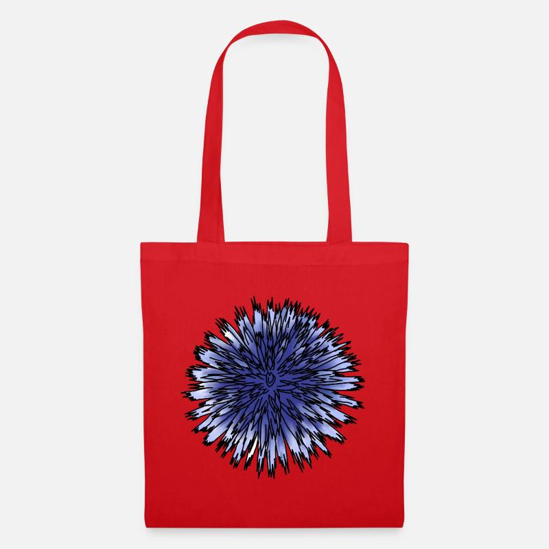 Blue Thistle Flower - Tote Bag - red