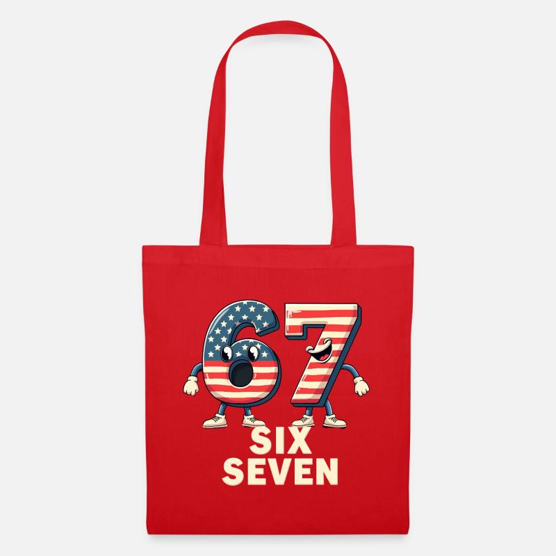 US Flag 67 Memes Six Seven - Stoffbeutel - Rot