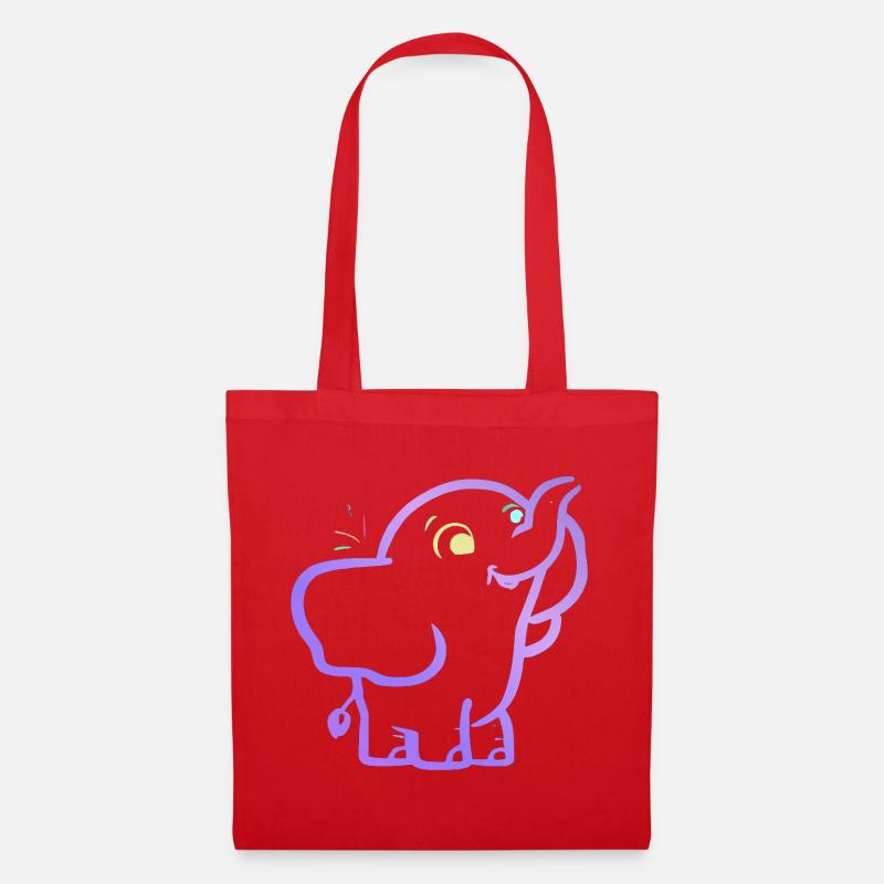 Fröhlicher, lila Umriss Elefant - Stoffbeutel - Rot