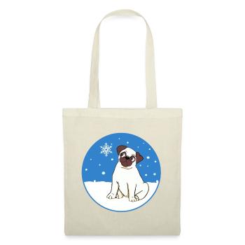 Mops im Schnee - Stoffbeutel - Rot - Vorne