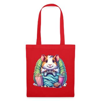 Hamster gamer en mode détente avec pop-corn - Sac en tissu - rouge - Devant