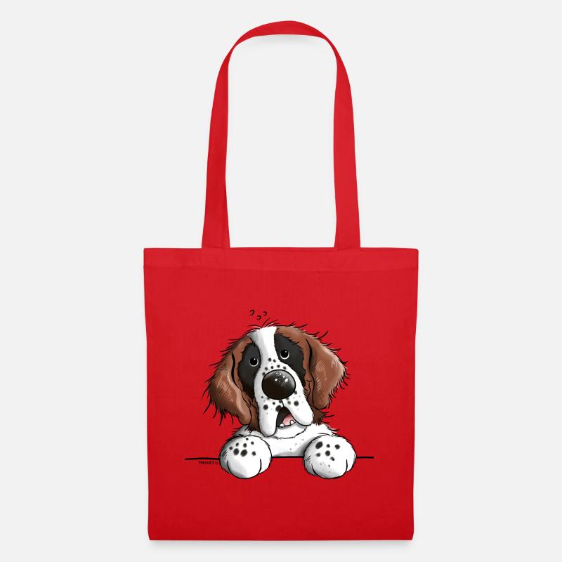 Happy Saint Bernard - Tote Bag - red