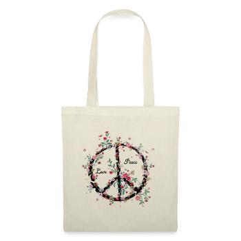 Peace and Love - Stoffbeutel - Rot - Vorne