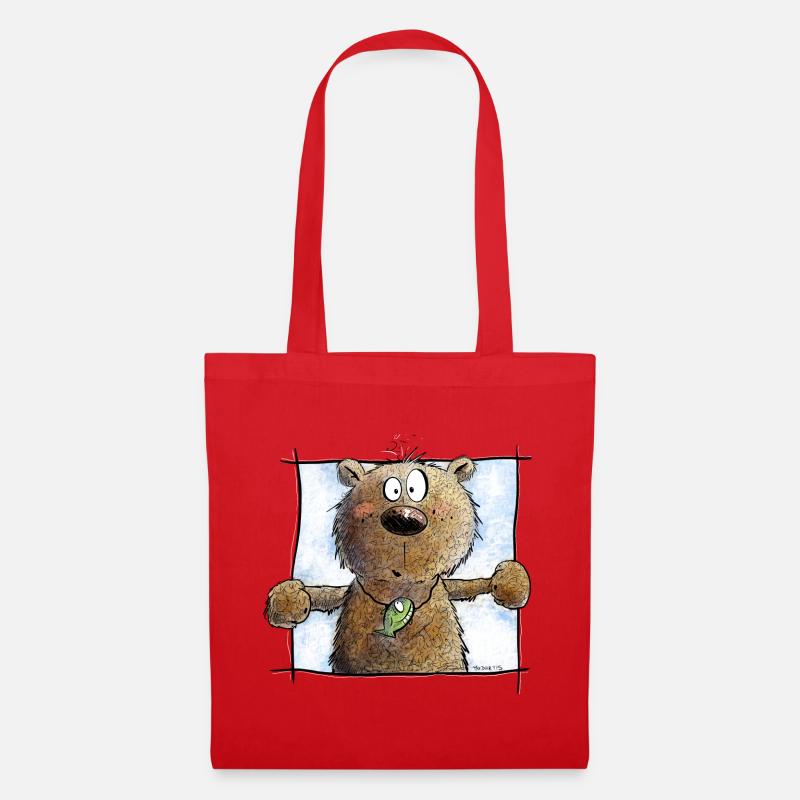 Droll Brown Bear I Wild Animal Comic - Tote Bag - red