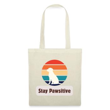 Stay Pawsitive – Positives Hunde Motiv Retro - Stoffbeutel - Rot - Vorne