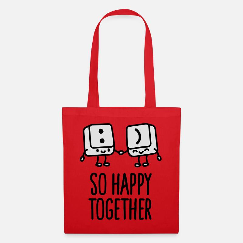 Keyboard keys smile - So happy together - Stoffbeutel - Rot