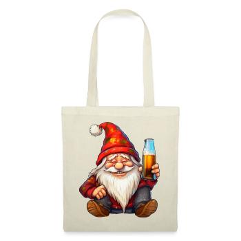 Weihnachtswichtel mit Bierglas - Stoffbeutel - Rot - Vorne