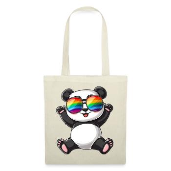 Panda Cartoon mit einer Pride Rainbow Brille. - Stoffbeutel - Rot - Vorne
