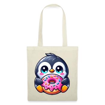 Cute Penguin Cartoon Donut Dessert Pastry - Tote Bag - red - Front