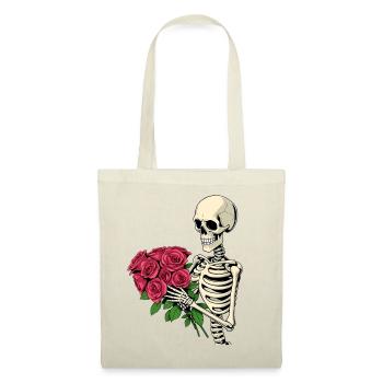 Squelette avec des roses - Sac en tissu - rouge - Devant